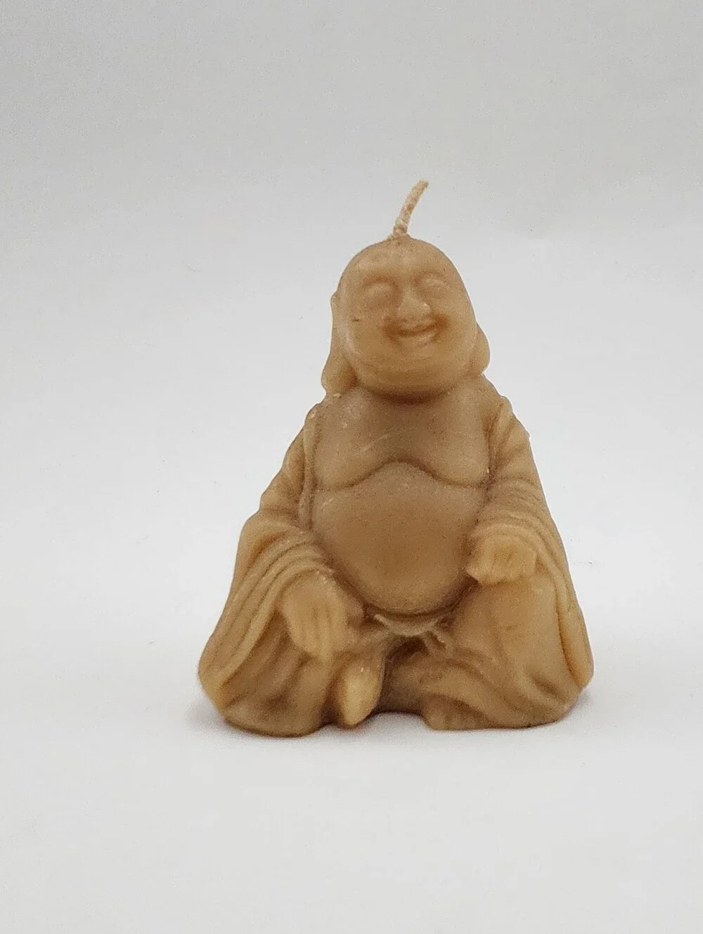 Handmade Natural Beeswax Smiling Buddha Candle Cross-Legged